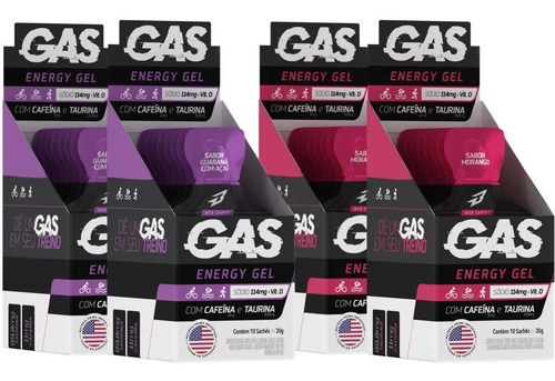 Kit 4x caixas gas gel energetico 40 saches bodyaction sabor
