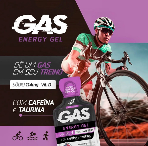 Kit 4x Caixas Gas Gel Energético 40 Sachês Bodyaction Sabor Guaraná com Açaí/Morango
