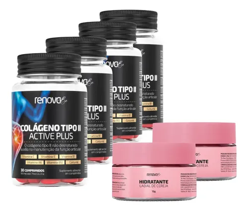 Kit 4x colageno tipo 2 renova be vitaminas b1 b6 b12 vit c e