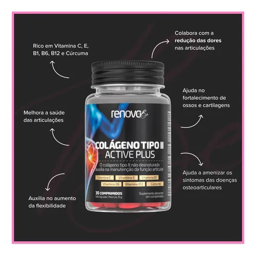 Kit 4x Colágeno Tipo 2 Renova Be Vitaminas B1 B6 B12 Vit C E