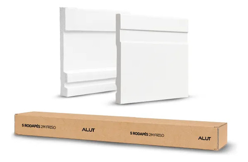 Kit 5 Barras 2m Rodape Poliestireno Frisado 10cm Altura Alut