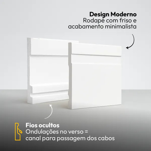 Kit 5 Barras 2m Rodape Poliestireno Frisado 10cm Altura Alut