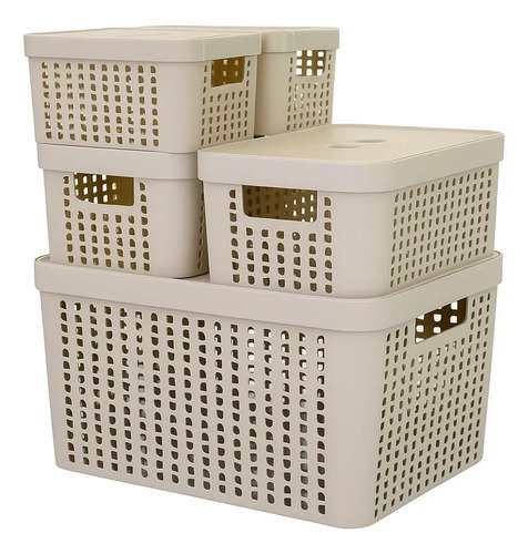 Kit 5 caixas organizadoras 2l 45l 17l com tampa multiuso cor