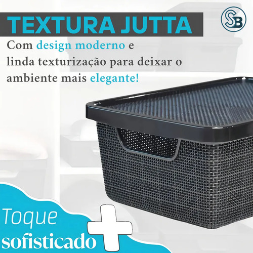 Kit 5 Caixas Organizadoras Cesto Tampa Multiuso 2l 6l 16l Casa Cozinha Banheiro