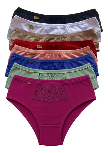 Kit 5 calcinha feminina cintura alta cos alto conforto