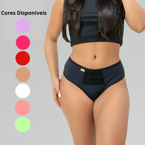 Kit 5 Calcinha Feminina Cintura Alta Cós Alto Conforto