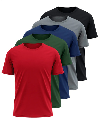 Kit 5 camisetas basicas masculina dry fit lisa tradicional 1