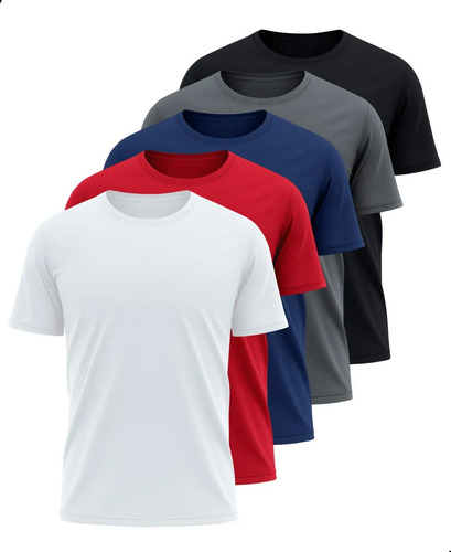 Kit 5 camisetas basicas masculina dry fit lisa tradicional 1
