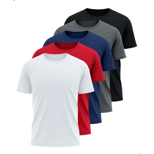 Kit 5 camisetas basicas masculina dry fit lisa tradicional 1