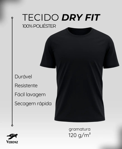 Kit 5 Camisetas Básicas Masculina Dry Fit Lisa Tradicional