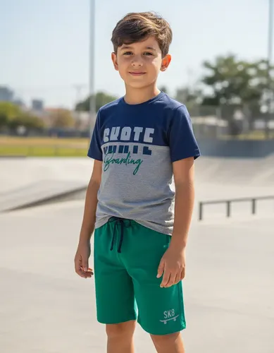 Kit 5 Conjuntos Infantil Juvenil Camiseta + Bermuda Menino