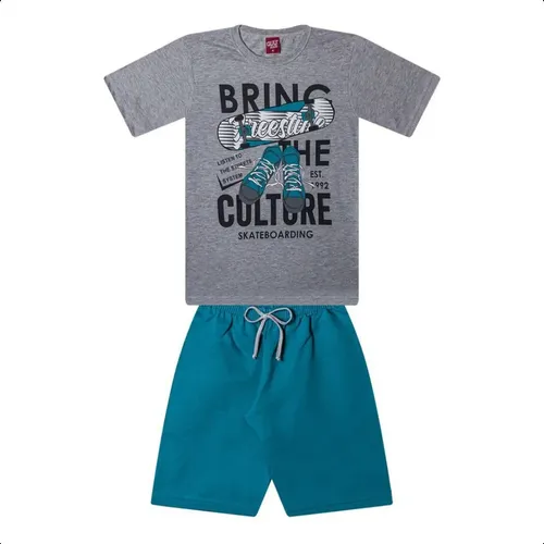 Kit 5 Conjuntos Infantil Juvenil Camiseta + Bermuda Menino