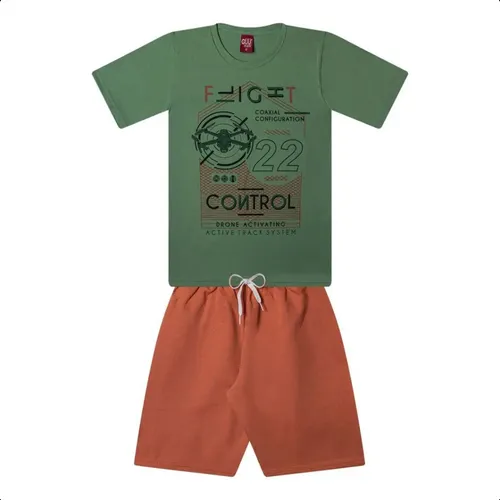 Kit 5 Conjuntos Infantil Juvenil Camiseta + Bermuda Menino