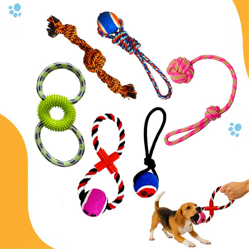 Kit 5 Cordas Brinquedos Mordedores Puxador P/ Cachorro