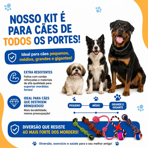 Kit 5 Cordas Brinquedos Mordedores Puxador P/ Cachorro