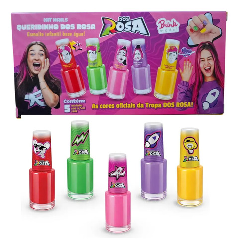 Kit 5 esmalte queridinho dos rosas kit nails infantil 65ml