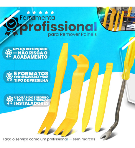 Kit 5 Espátulas Nylon Desmontar Painel Moldura Portas Carros