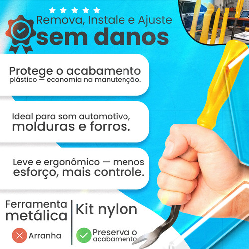 Kit 5 Espátulas Nylon Desmontar Painel Moldura Portas Carros