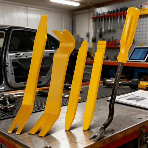 Kit 5 Espátulas Nylon Desmontar Painel Moldura Portas Carros