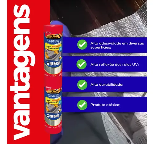 Kit 5 Manta Asfáltica Auto Adesiva Aluminizada 90cm X 10m