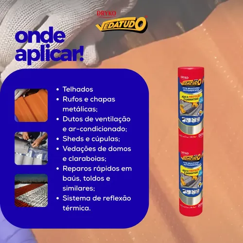 Kit 5 Manta Asfáltica Auto Adesiva Aluminizada 90cm X 10m