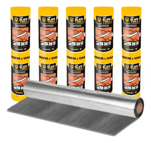 Kit 5 manta asfaltica telhado auto adesiva veda 90cm x 10m