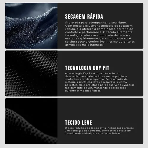 Kit 5 Peças All Black Dry 3 Camisetas E 2 Bermudas Alpha