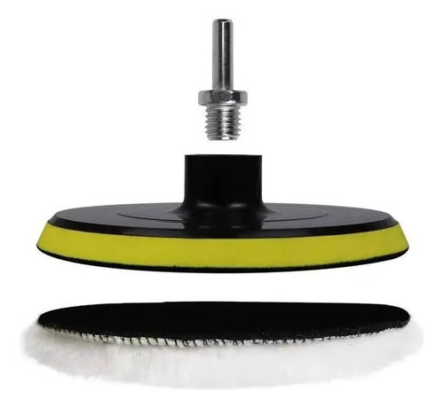 Kit 5 Peças Boina Polimento Lã Furadeira Adaptador M14