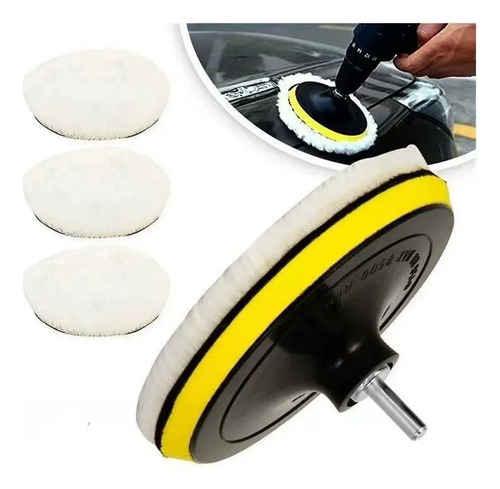 Kit 5 Peças Boina Polimento Lã Furadeira Adaptador M14