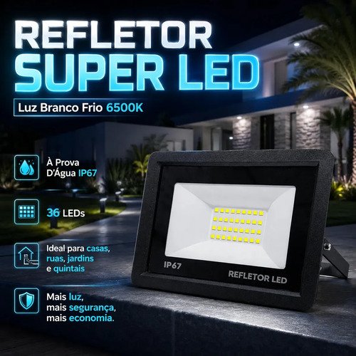 Kit 5 refletores led 100w ip67 a prova dagua 6500k branco fr