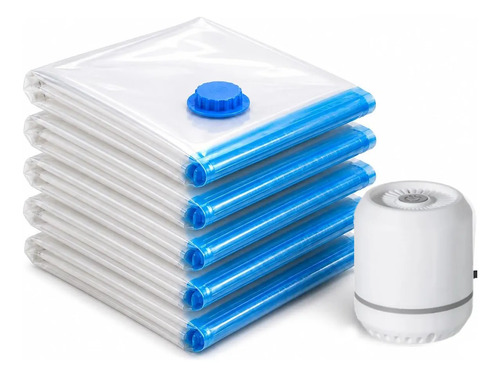 Kit 5 sacos vacuo 60x80cm bomba eletrica antimofo roupas