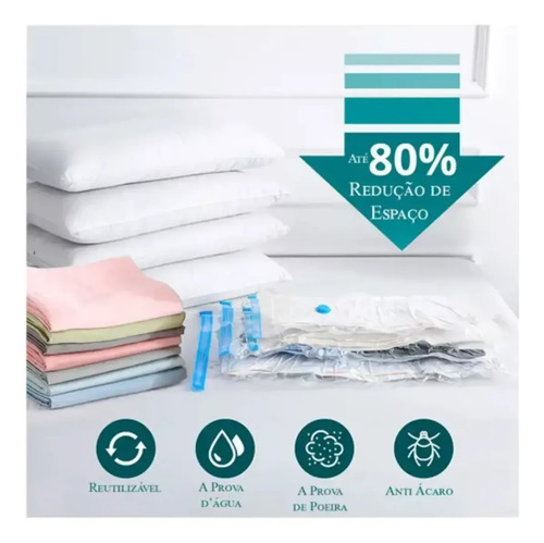 Kit 5 Sacos Vácuo 60x80cm Bomba Elétrica Antimofo Roupas