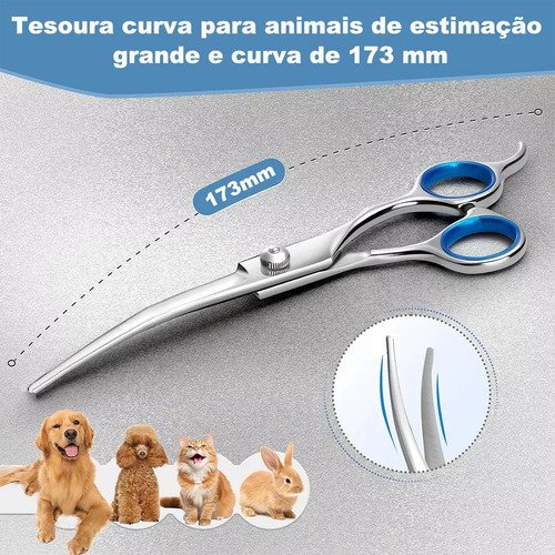 Kit 5 Tesoura Tosa Banho E Tosa Pet Shop Profissionais