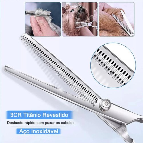 Kit 5 Tesoura Tosa Banho E Tosa Pet Shop Profissionais