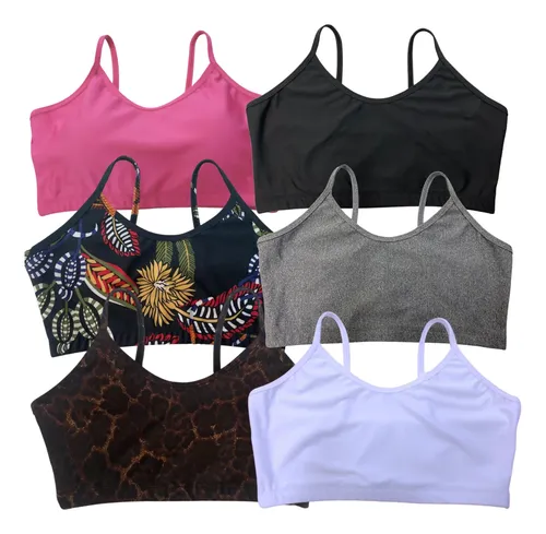 Kit 5 tops alcinha sem bojo academia fitness roupas feminina 1