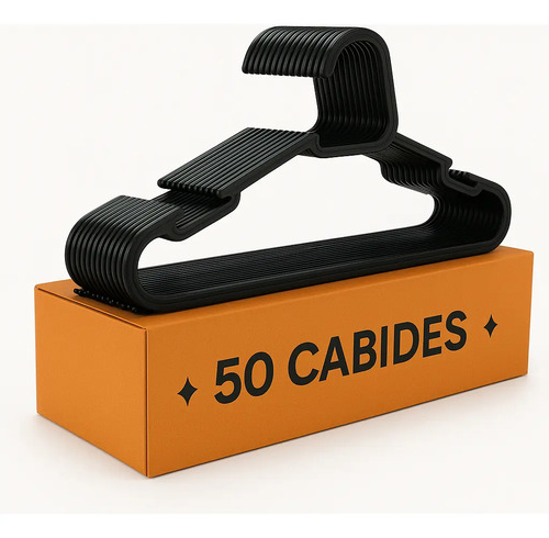 Kit 50 cabide adulto preto reforcado organizador combate