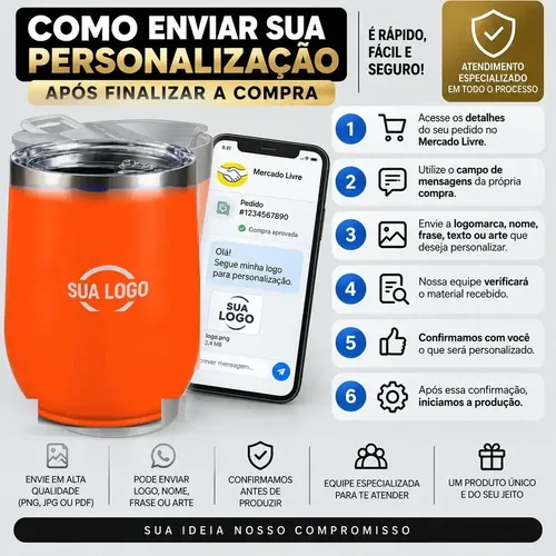 Kit 50 Copos Térmicos Cuia Tampa 360ml Personalizado Logo