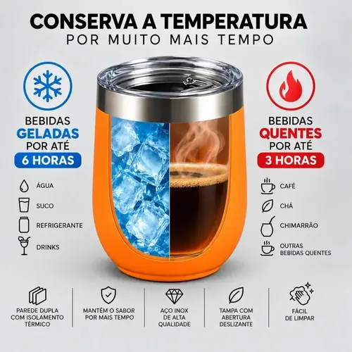 Kit 50 Copos Térmicos Cuia Tampa 360ml Personalizado Logo
