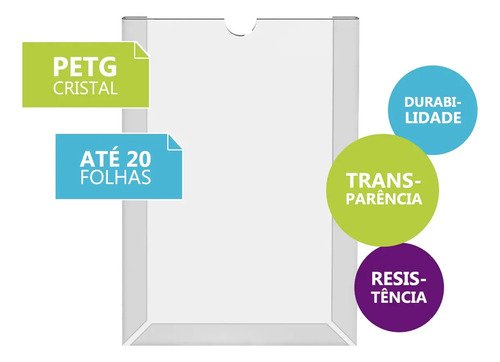 Kit 50 Displays de Parede para Folhas A4 Transparente PETG