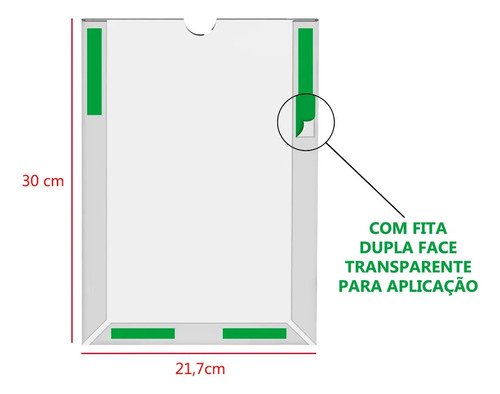 Kit 50 Displays de Parede para Folhas A4 Transparente PETG