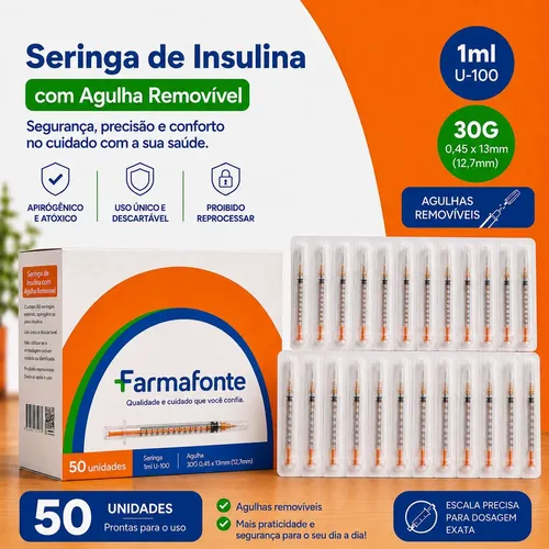 Kit 50 Seringas Insulina 1ml Agulha Removivel 13x045mounjaro