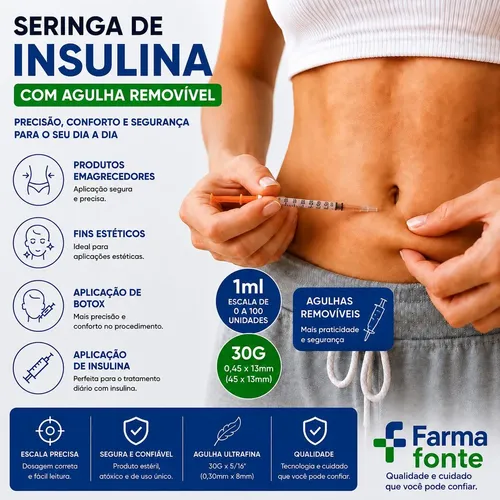 Kit 50 Seringas Insulina 1ml Agulha Removivel 13x045mounjaro