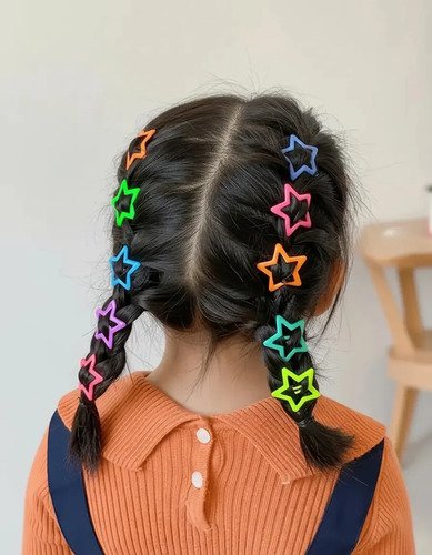 Kit 50unid presilhas estrela colorida tic tac cores sortidas