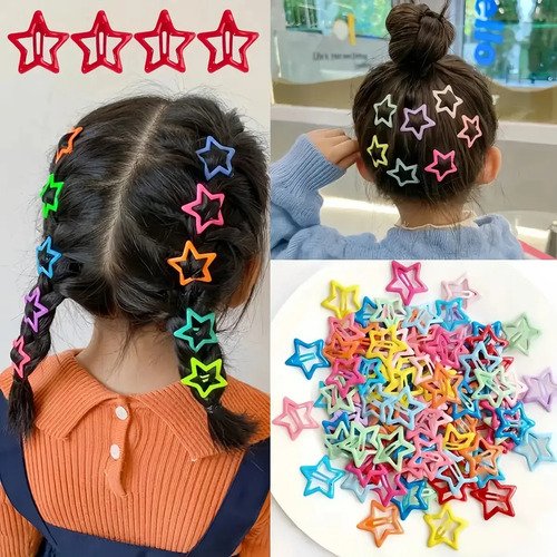 Kit 50unid Presilhas Estrela Colorida Tic Tac Cores Sortidas Coloridas/sortidas