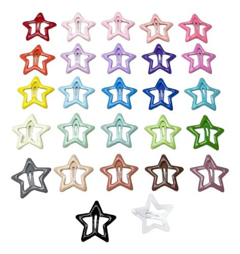Kit 50unid Presilhas Estrela Colorida Tic Tac Cores Sortidas Coloridas/sortidas
