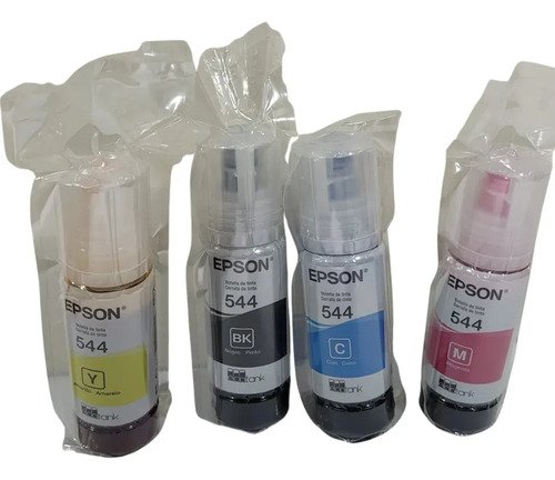 Kit 544 Refil Epson T544 Preto, Amarelo, Ciano, Magenta, Tinta 4 cores
