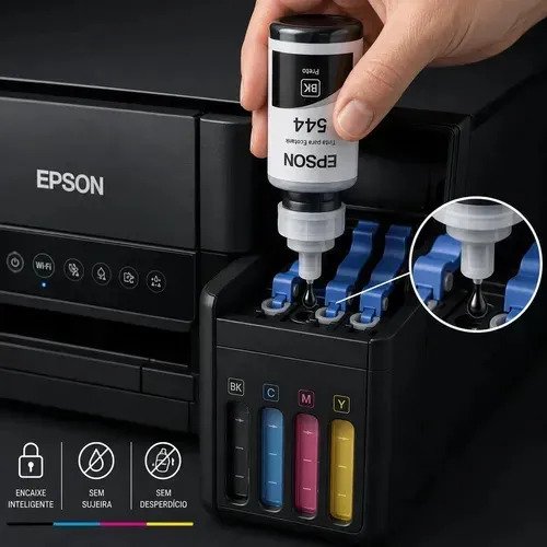 Kit 544 Refil Epson T544 Preto, Amarelo, Ciano, Magenta, Tinta 4 cores