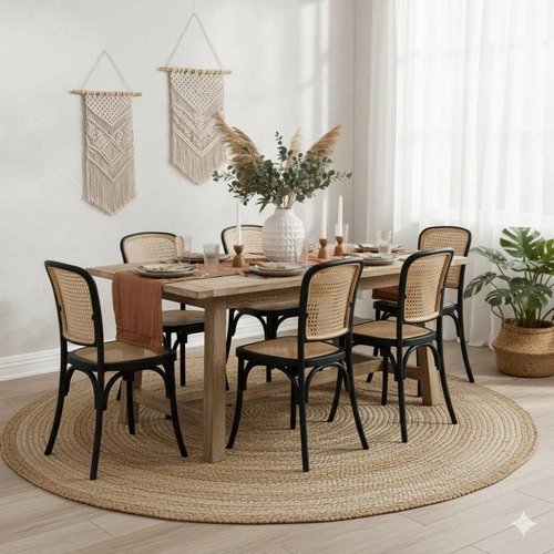 Kit 6 cadeiras de jantar cozinha amis tela rattan la mobilia