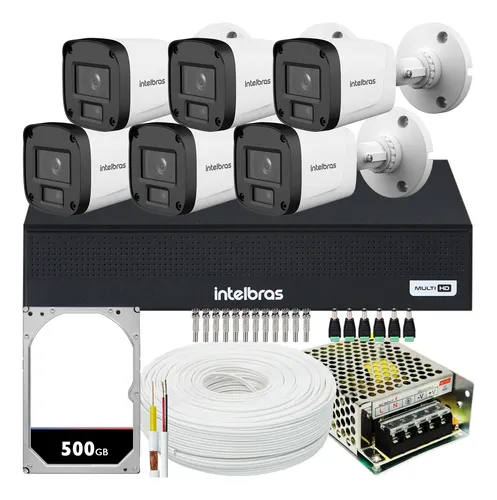 Kit 6 cameras intelbras vhl 1220b full hd dvr de 8ch 1108 c