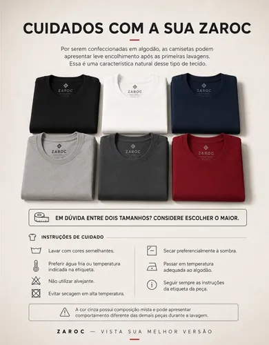 Kit 6 Camiseta Masculina Algodão Confort By Zaroc